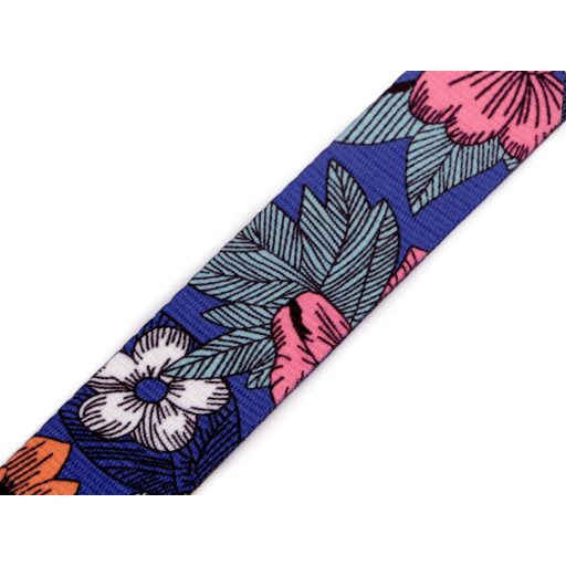 Flower Patterned Satin Webbing, 40 mm