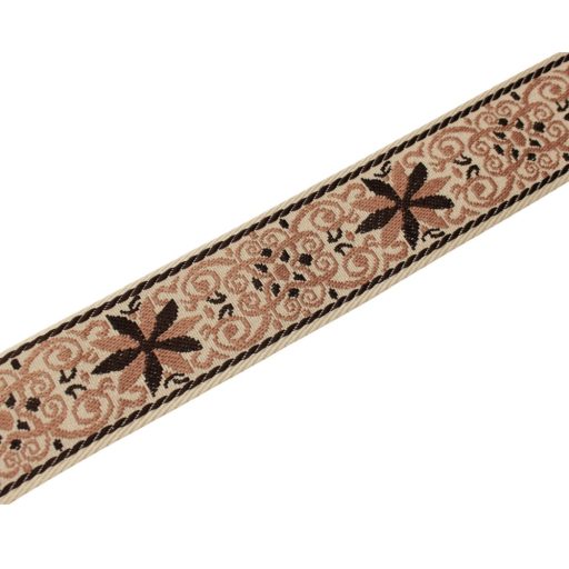 Flower patterneded Woven Webbing, Beige, 50 mm
