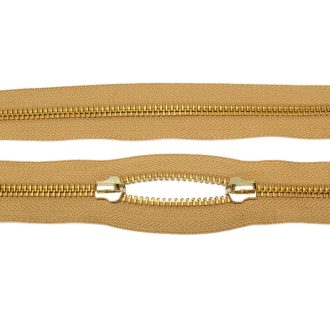 Standard YKK Zipper, Beige, Brass, T5