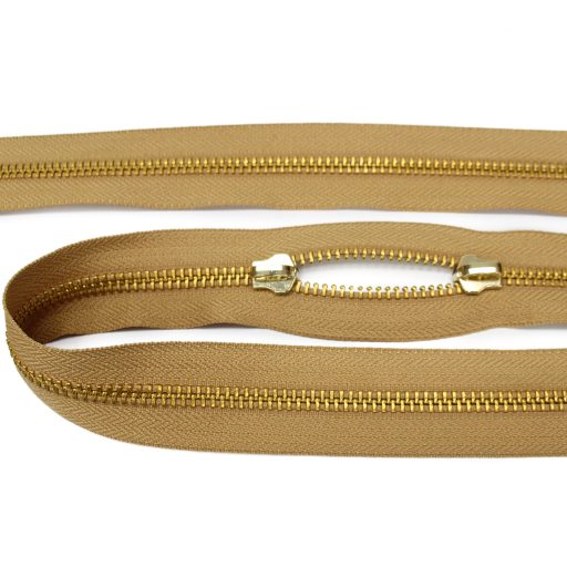 Standard YKK Zipper, Beige, Brass, T5