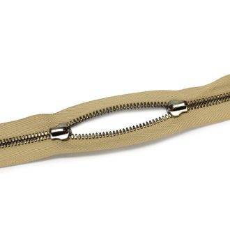 Polished YKK Zipper, Black Nickel, Beige, T5