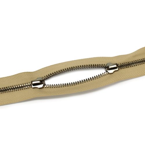 Polished YKK Zipper, Black Nickel, Beige, T5