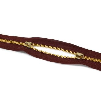 Polished YKK Zipper, Gold Theeth, Burgundy, T5