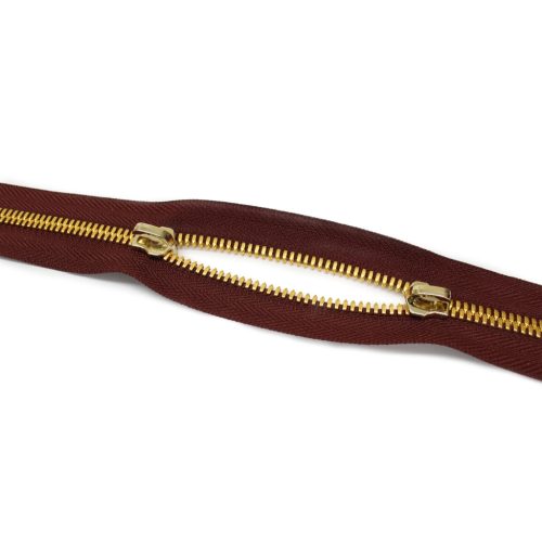 Polished YKK Zipper, Gold Theeth, Burgundy, T5