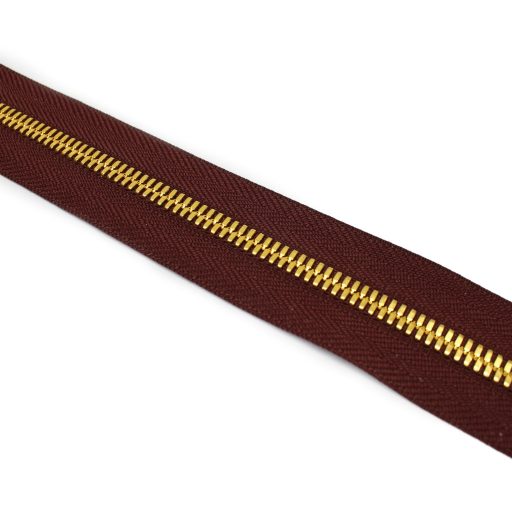 Polished YKK Zipper, Gold Theeth, Burgundy, T5