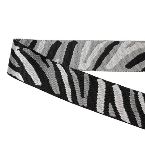 Zebra patterned patterned Woven Webbing, Black-White, 50 mm