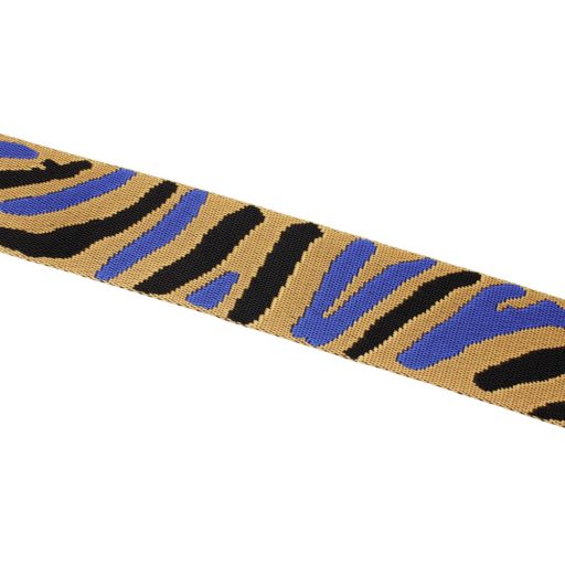 Zebra patterned patterned Woven Webbing, Black-Blue, 50 mm