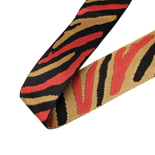 Zebra patterned patterned Woven Webbing, Black-Red, 50 mm