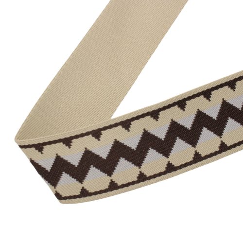 Zig Zag patterned Woven Webbing, Beige, 50 mm