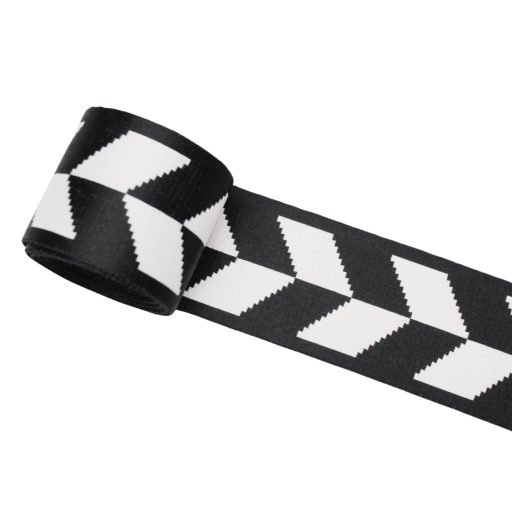 Black White Satin Webbing, 50 mm